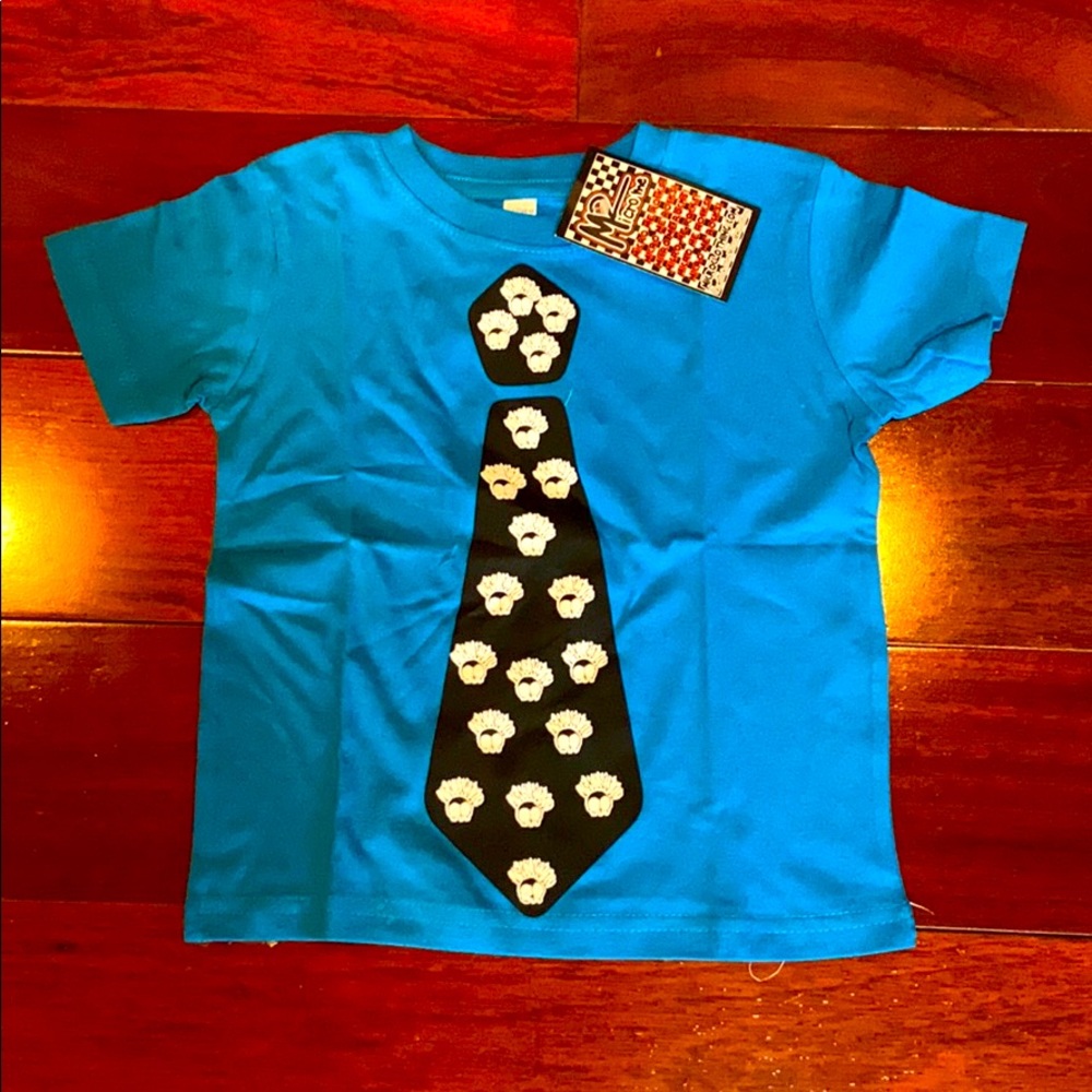 NWT size 2 Micro Me turquoise tee skull tie